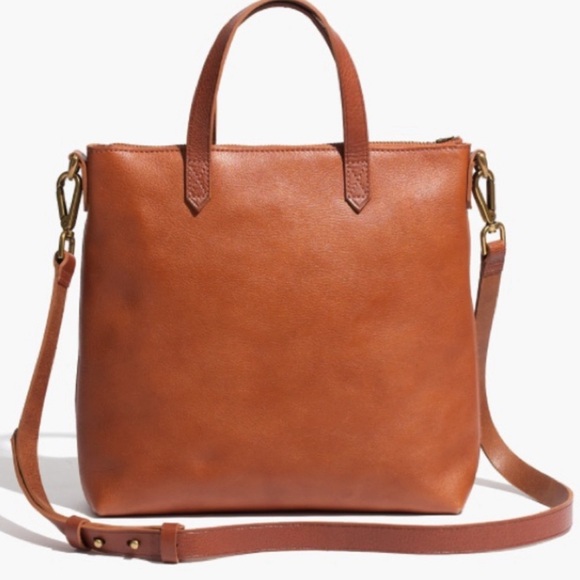 MADEWELL Leather Zip-Top Transport Crossbody Bag in English Saddle - Picture 14 of 16